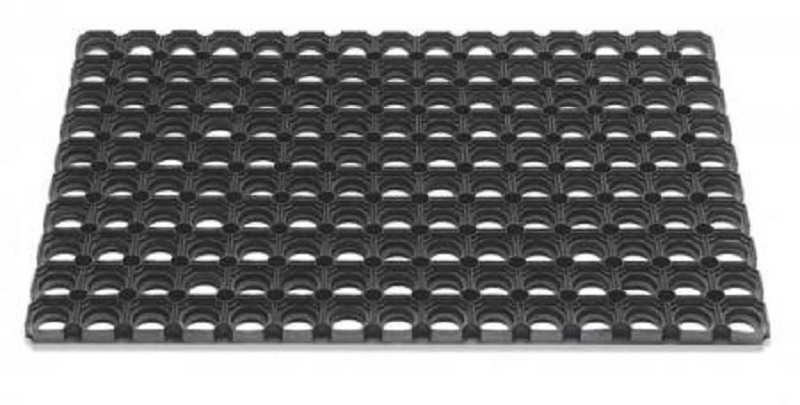 Deurmat 80x120 Ring Rubber Zwart