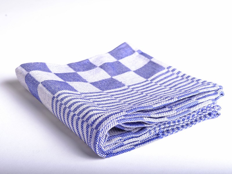 Theedoek 65x65 Geblokt Blauw
