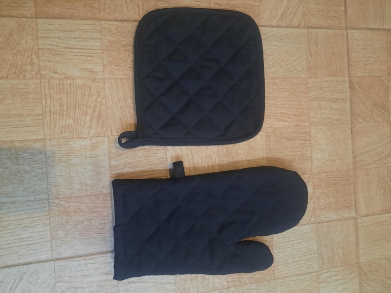Pannenlap en ovenwant set zwart