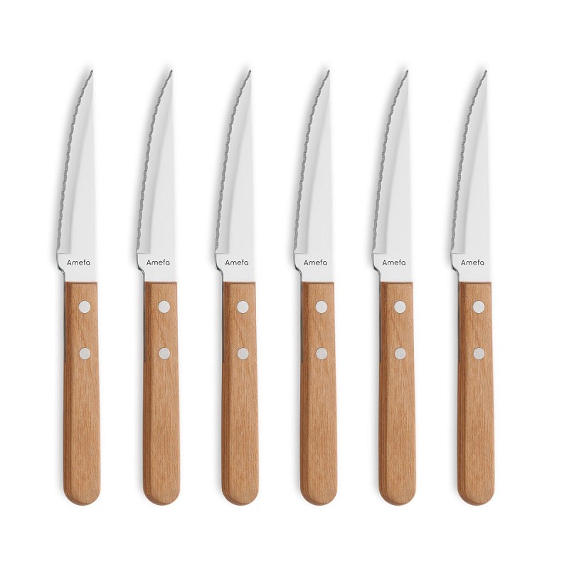 Amefa Pizza Wood Steakmessen a 6 stuks